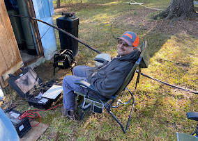 Joey Ward monitoring a downhole well camera feed from the yard during an inspection